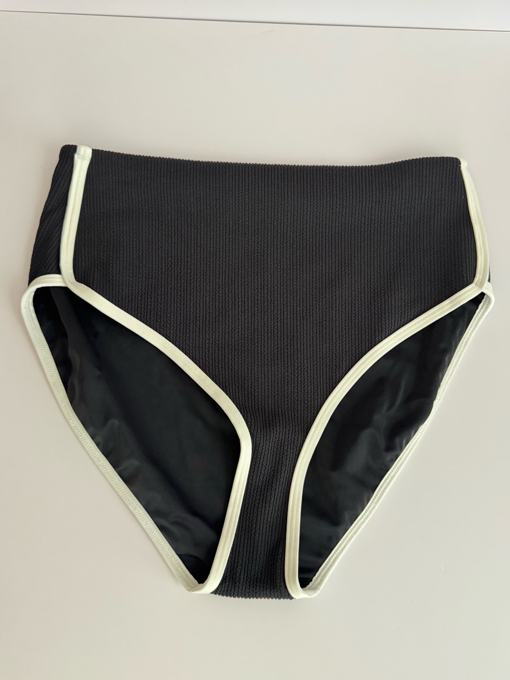 Calia Black Ribbed High-Rise Bikini Bottom NWOT
